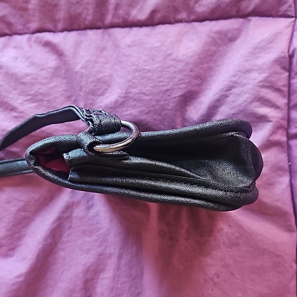 Mark / Avon black crossbody minibag with silvertone metal studs on front flap - Picture 13 of 16